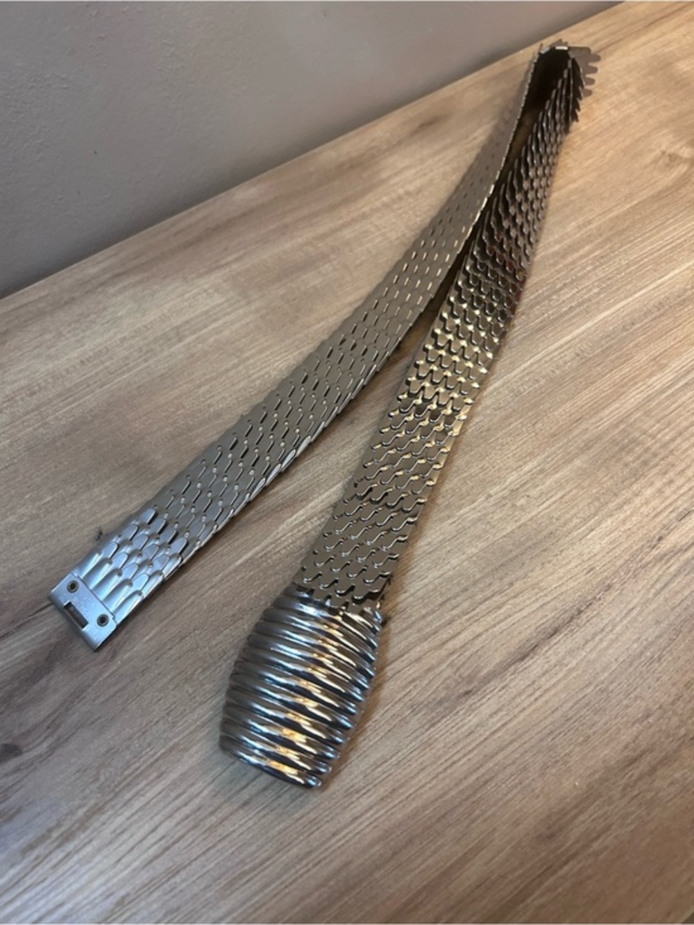 Vintage Silver Stretch Chain-Link snake Belt